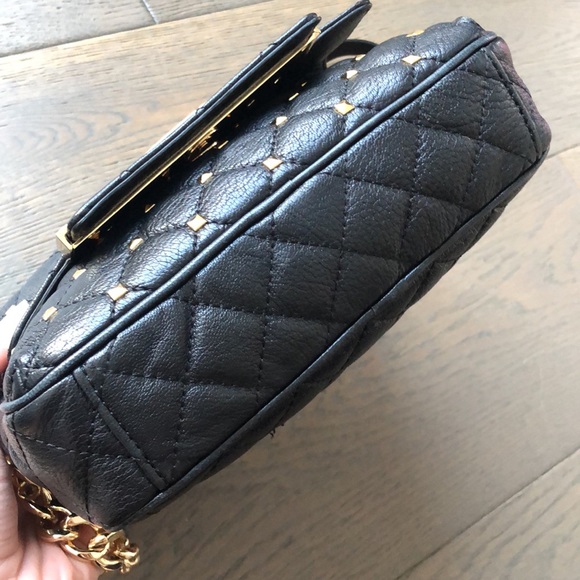 RARE Black & Gold Studded Michael Kors Crossbody - Picture 7 of 10